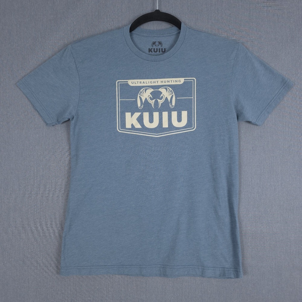 KUIU T-Shirt Mens Medium Blue Short Sleeve Logo Graphic Logo Hunting Outdoors
